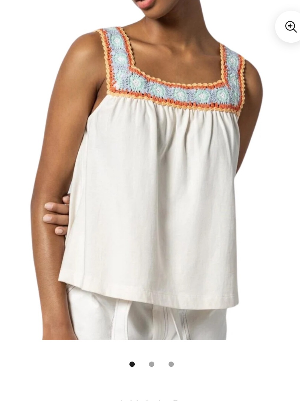 Lilla P Cream Tank with Blue and Orange Crochet Yoke